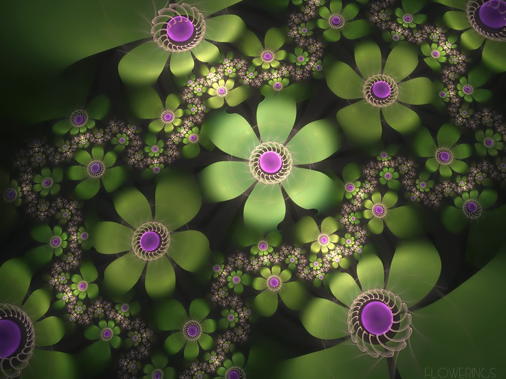 3D夢幻抽象花朵壁紙 #2 - 1024x768