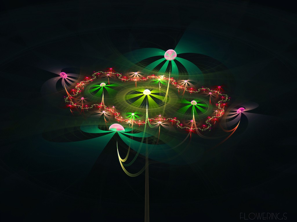 3D夢幻抽象花朵壁紙 #3 - 1024x768