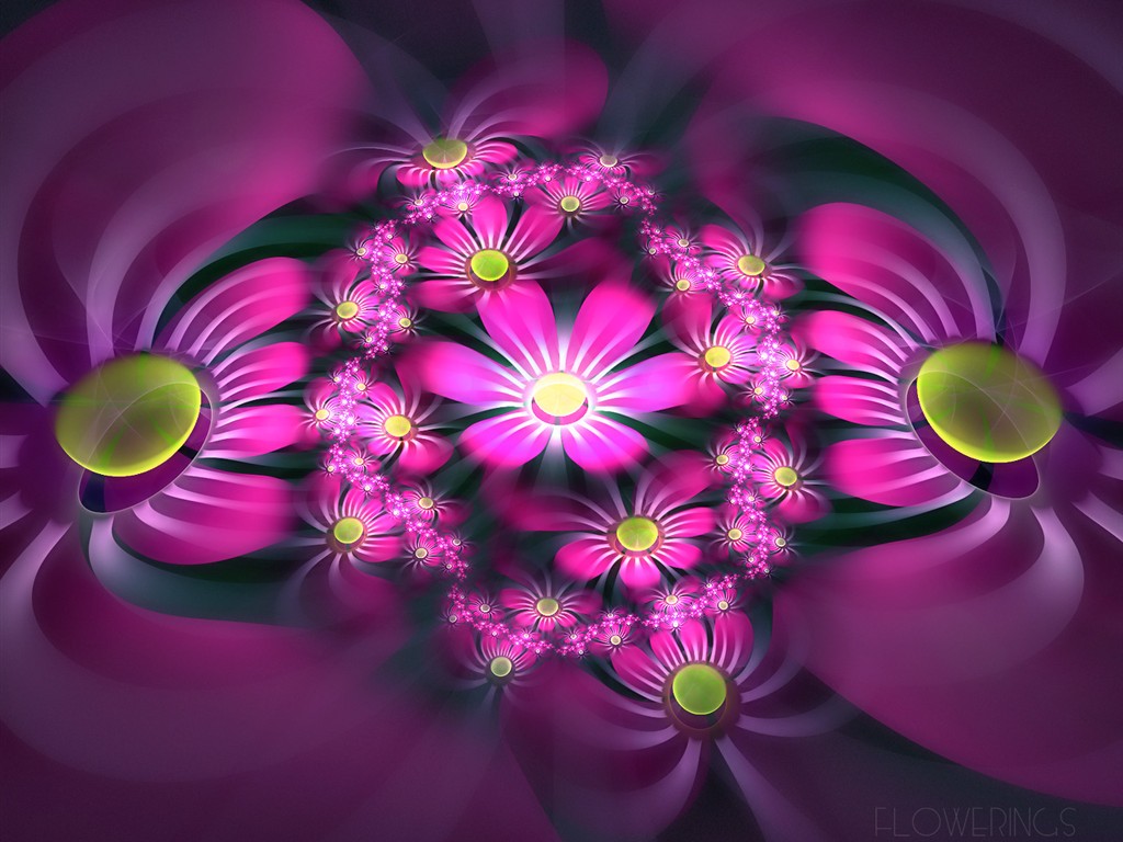 3D夢幻抽象花朵壁紙 #6 - 1024x768
