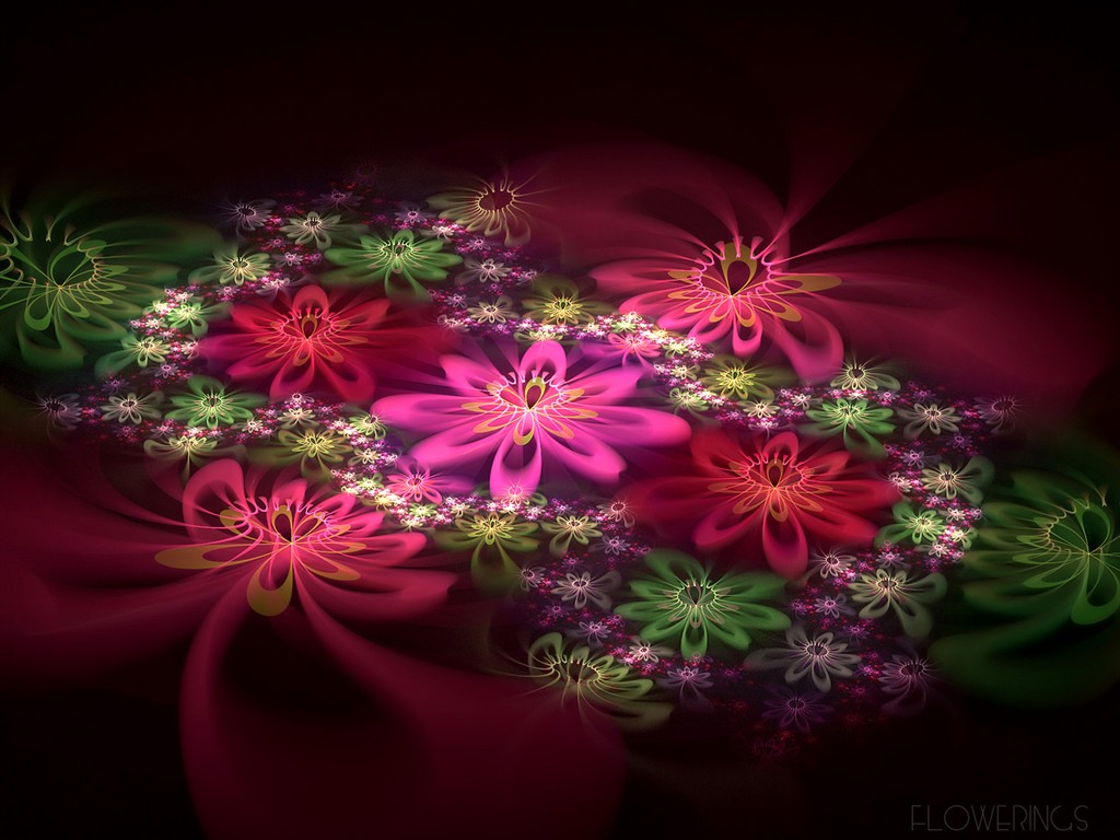 3D夢幻抽象花朵壁紙 #13 - 1024x768