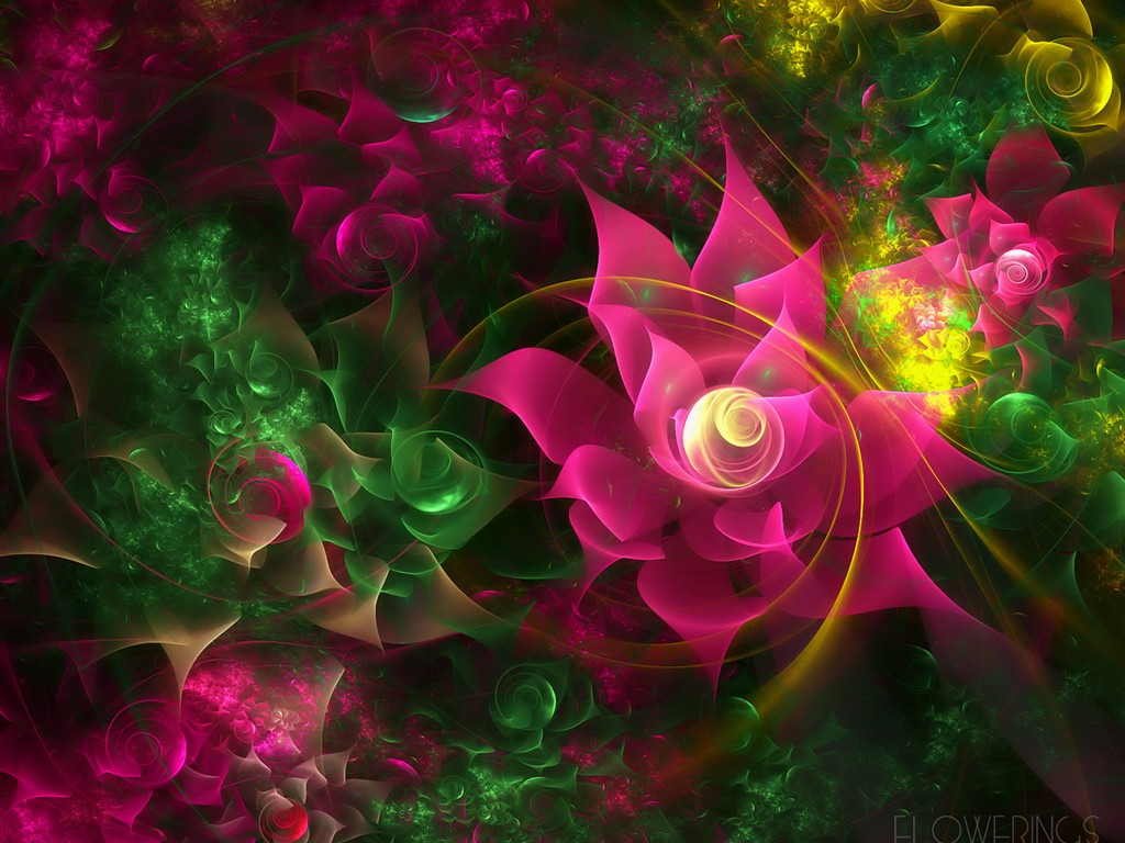 3D夢幻抽象花朵壁紙 #16 - 1024x768