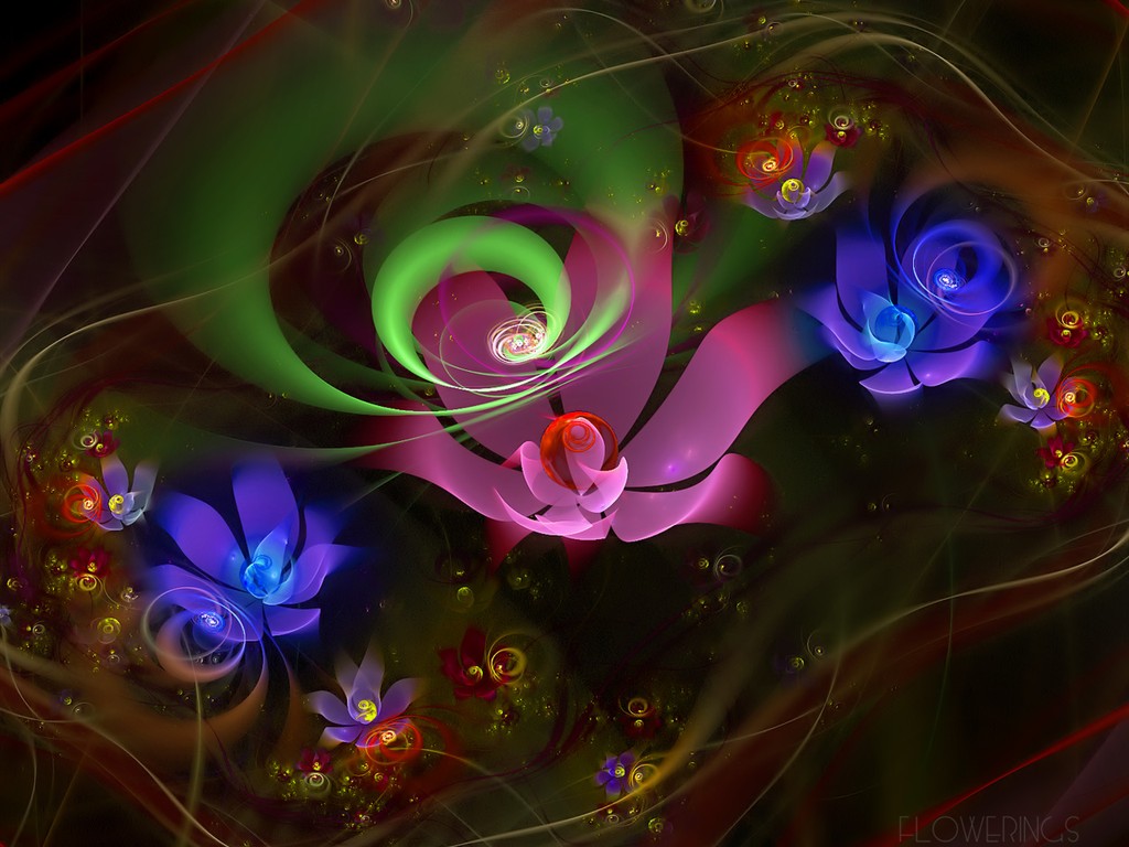 3D夢幻抽象花朵壁紙 #19 - 1024x768