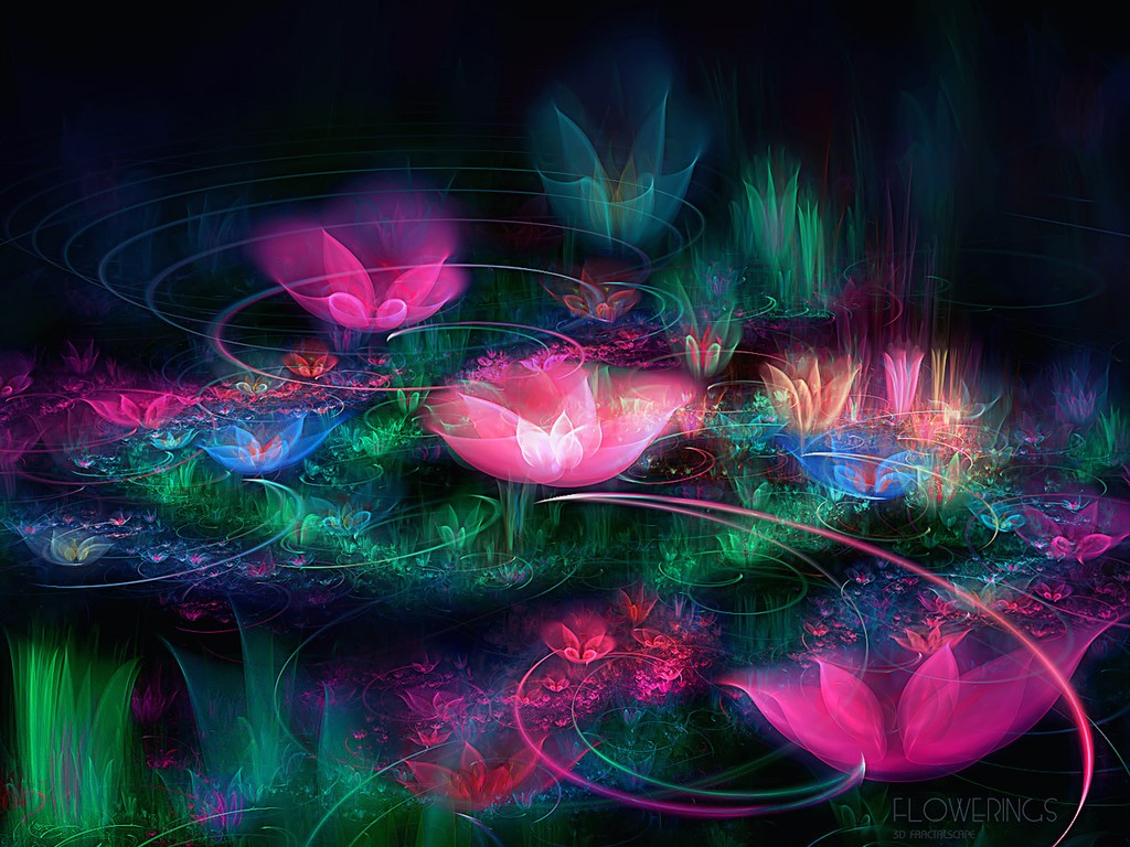 3D夢幻抽象花朵壁紙 #21 - 1024x768