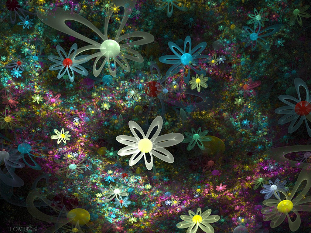 3D夢幻抽象花朵壁紙 #27 - 1024x768