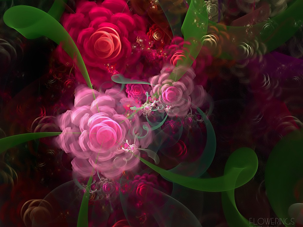 3D夢幻抽象花朵壁紙 #29 - 1024x768