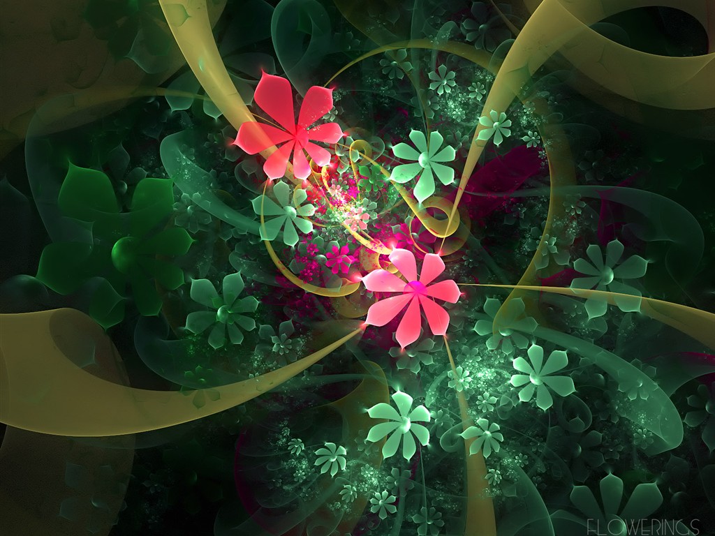 3D夢幻抽象花朵壁紙 #30 - 1024x768
