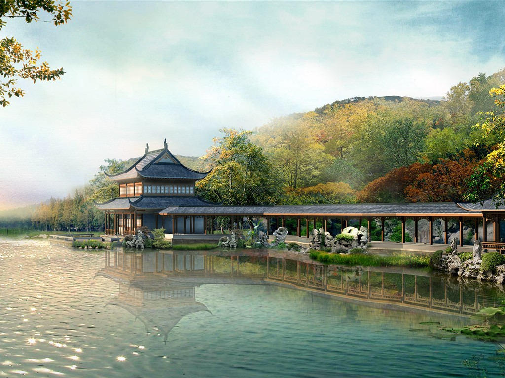 高清園林建築效果壁紙 #25 - 1024x768