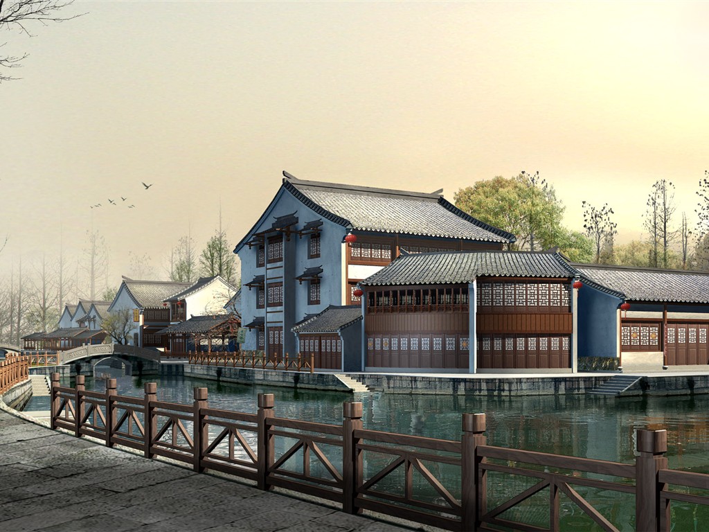 高清園林建築效果壁紙 #27 - 1024x768