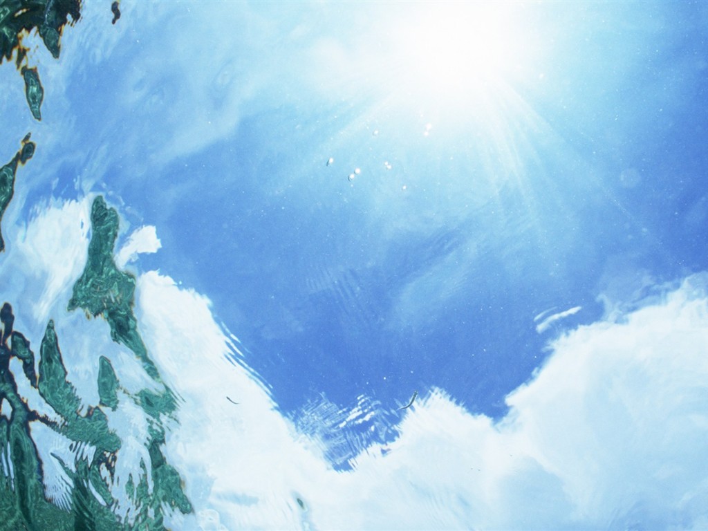 몰디브 물과 푸른 하늘 #29 - 1024x768