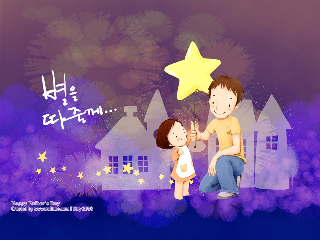 Father's Day theme of South Korean illustrator wallpaper #1 - 1024x768