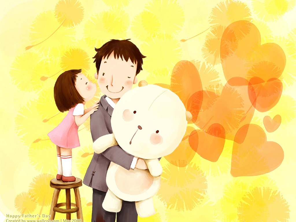 Father's Day theme of South Korean illustrator wallpaper #3 - 1024x768