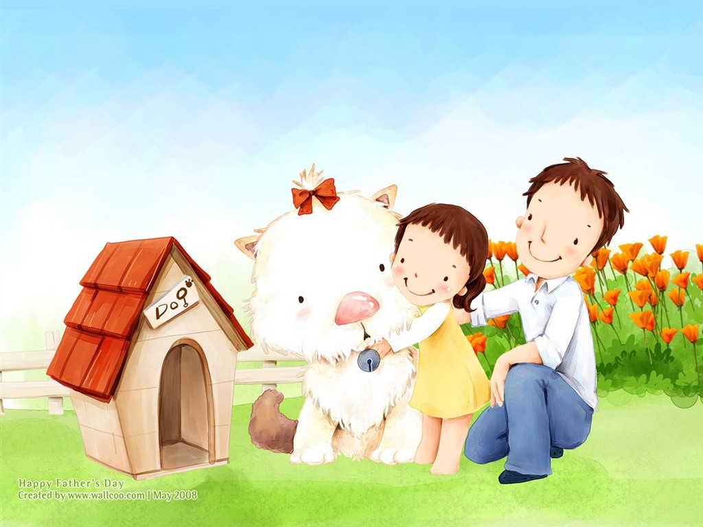 Father's Day theme of South Korean illustrator wallpaper #4 - 1024x768