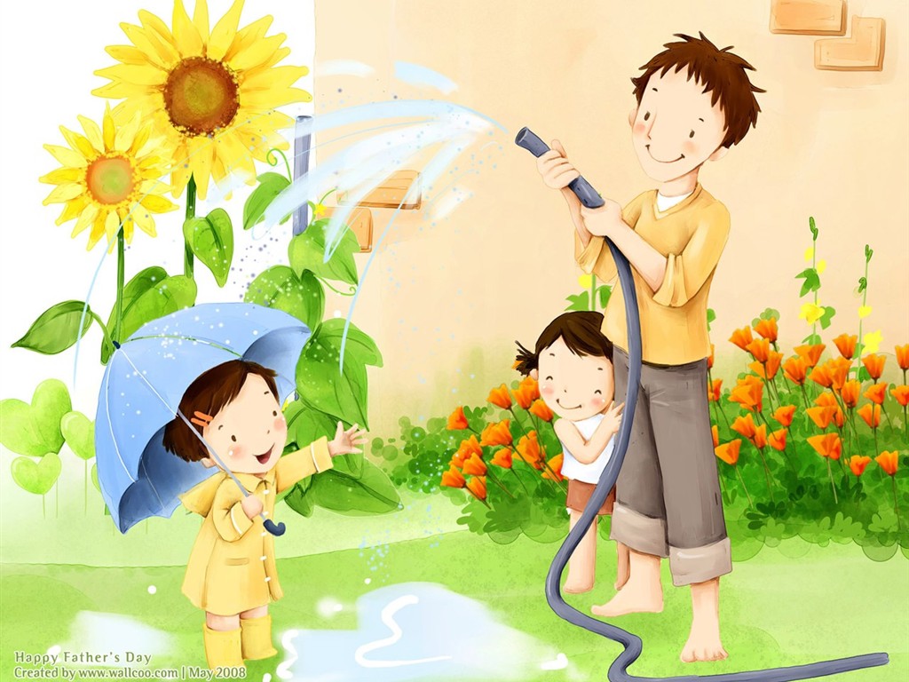 Father's Day theme of South Korean illustrator wallpaper #5 - 1024x768