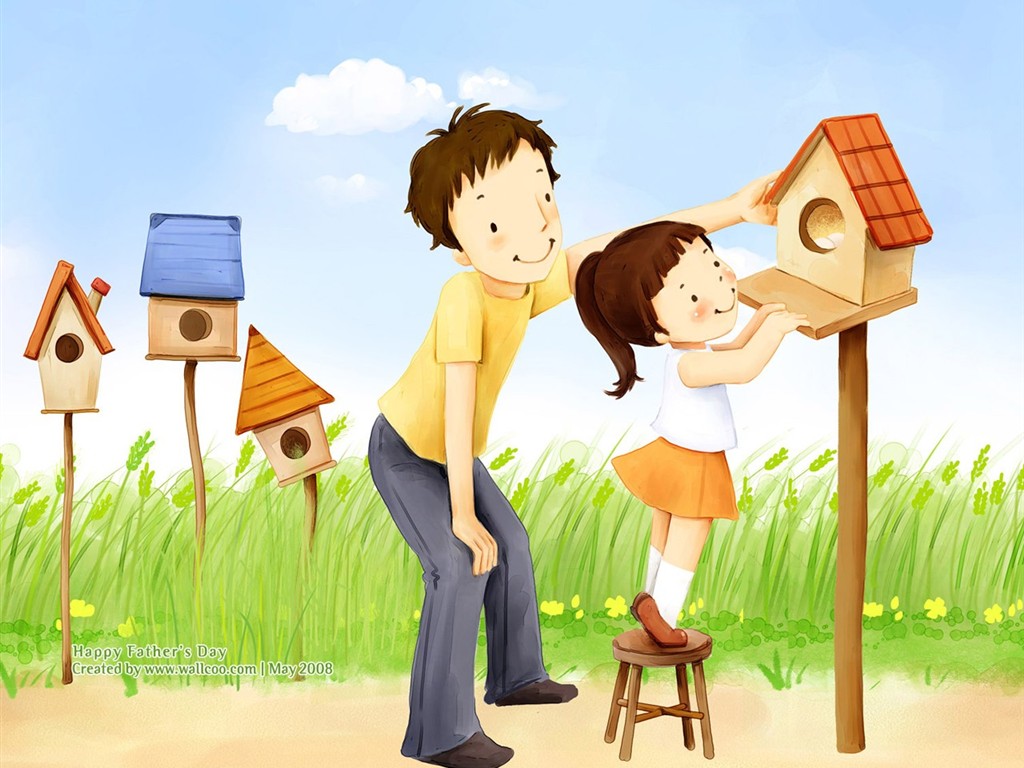 Father's Day theme of South Korean illustrator wallpaper #6 - 1024x768