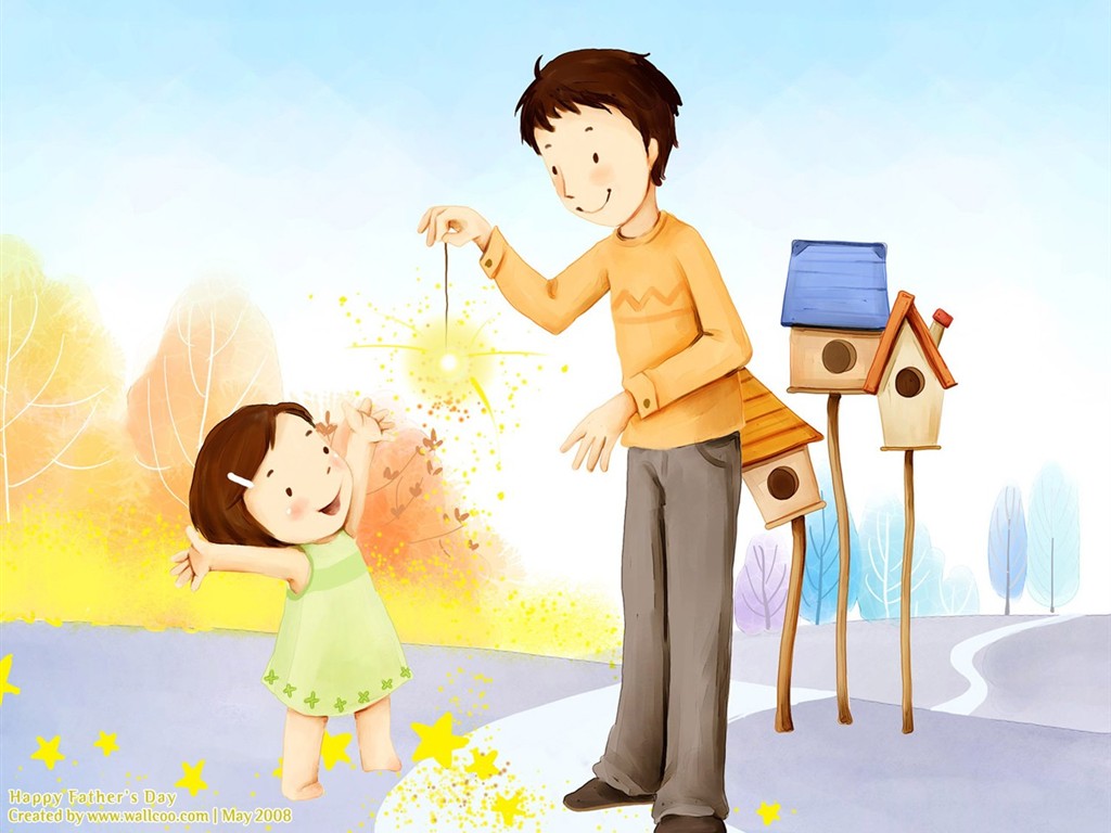 Father's Day theme of South Korean illustrator wallpaper #8 - 1024x768