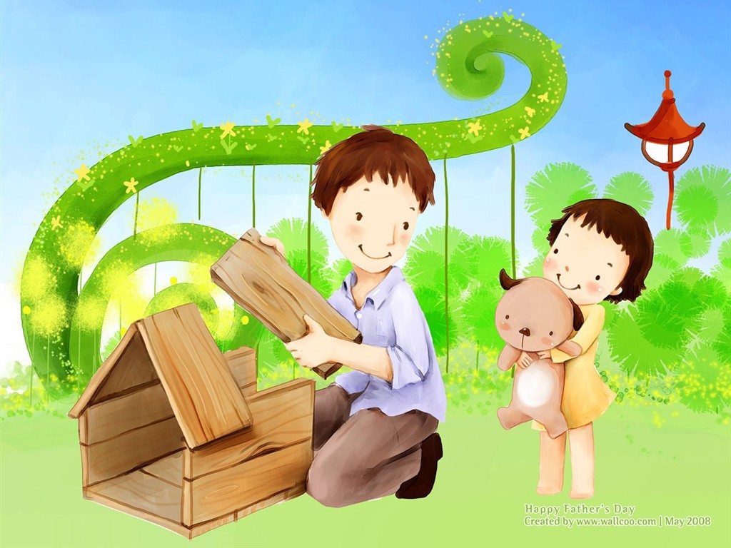 Father's Day theme of South Korean illustrator wallpaper #10 - 1024x768