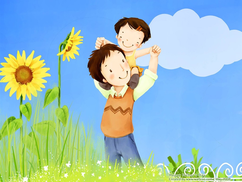 Father's Day theme of South Korean illustrator wallpaper #11 - 1024x768