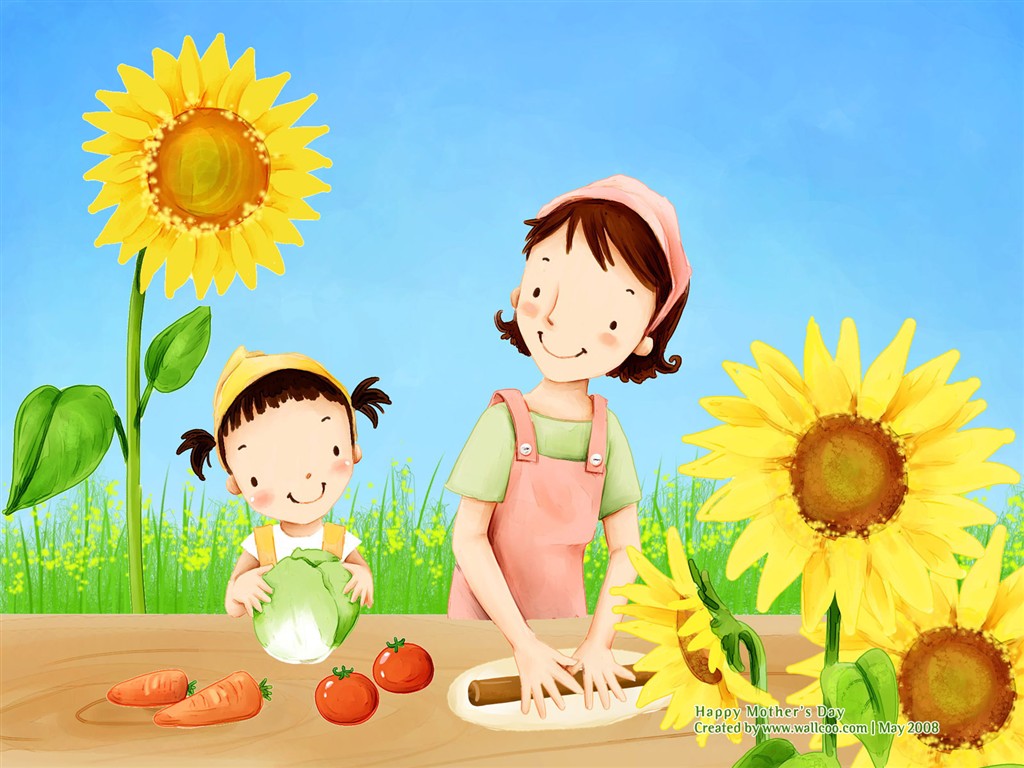 Mother's Day Thema des südkoreanischen Illustrator Tapete #20 - 1024x768