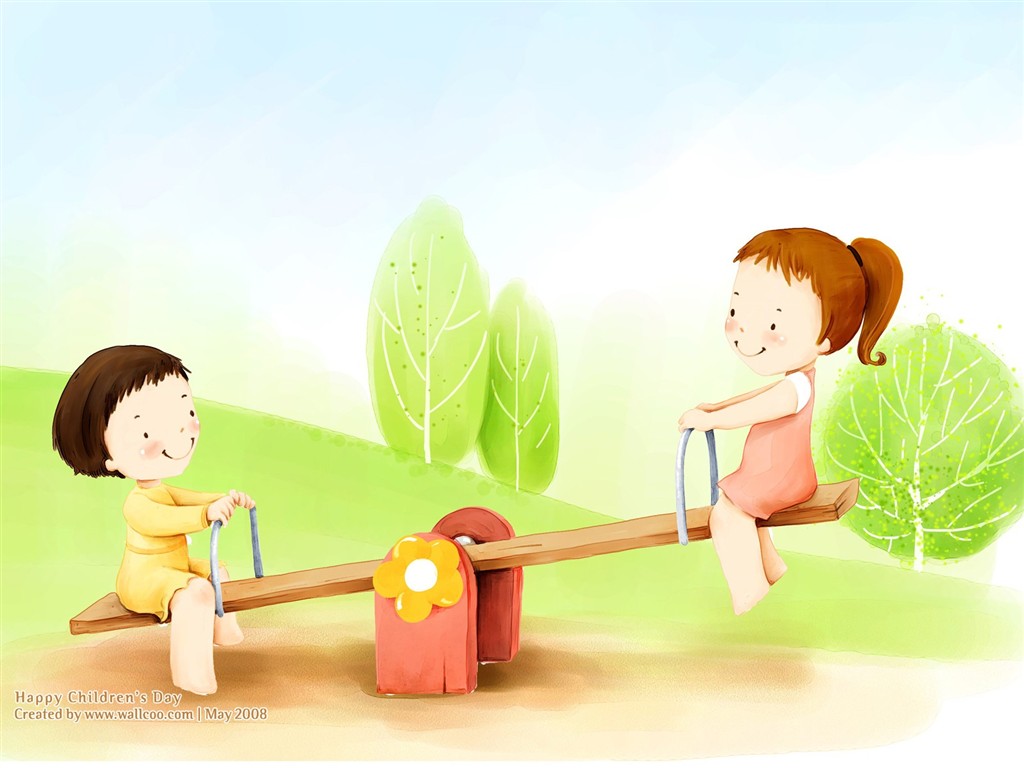 Lovely Children's Day wallpaper illustrator #22 - 1024x768