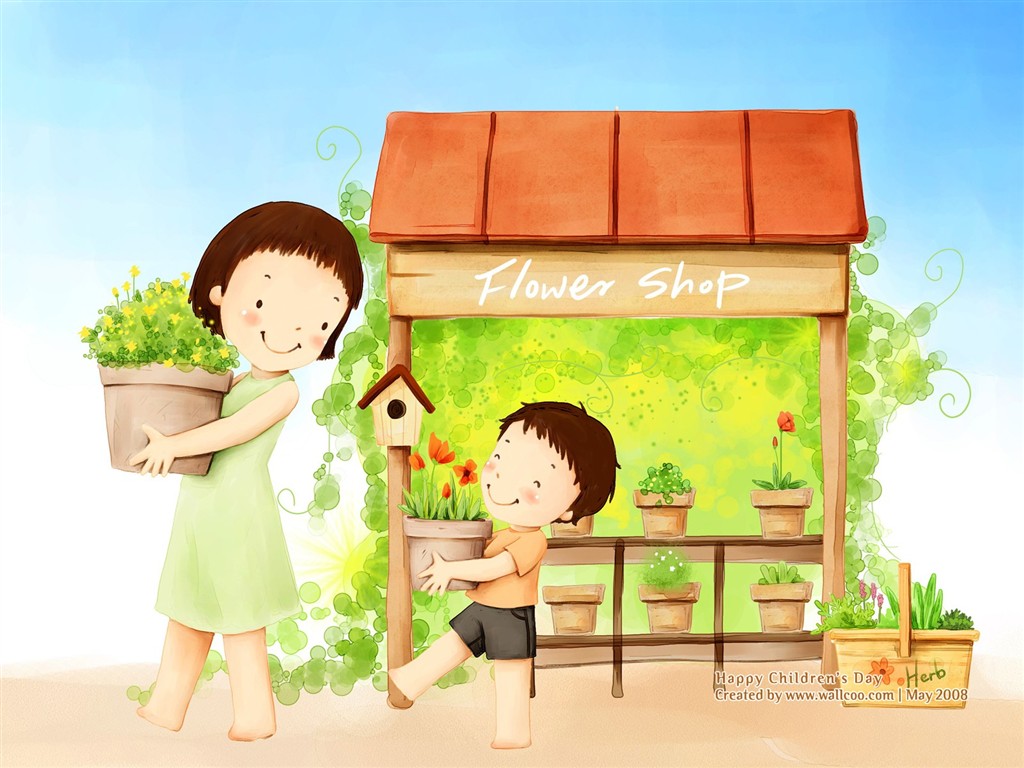 Lovely Children's Day wallpaper illustrator #25 - 1024x768