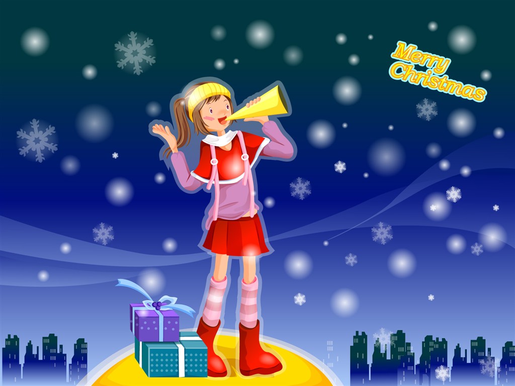 ベクトルのクリスマス冬の壁紙の章 #33 - 1024x768