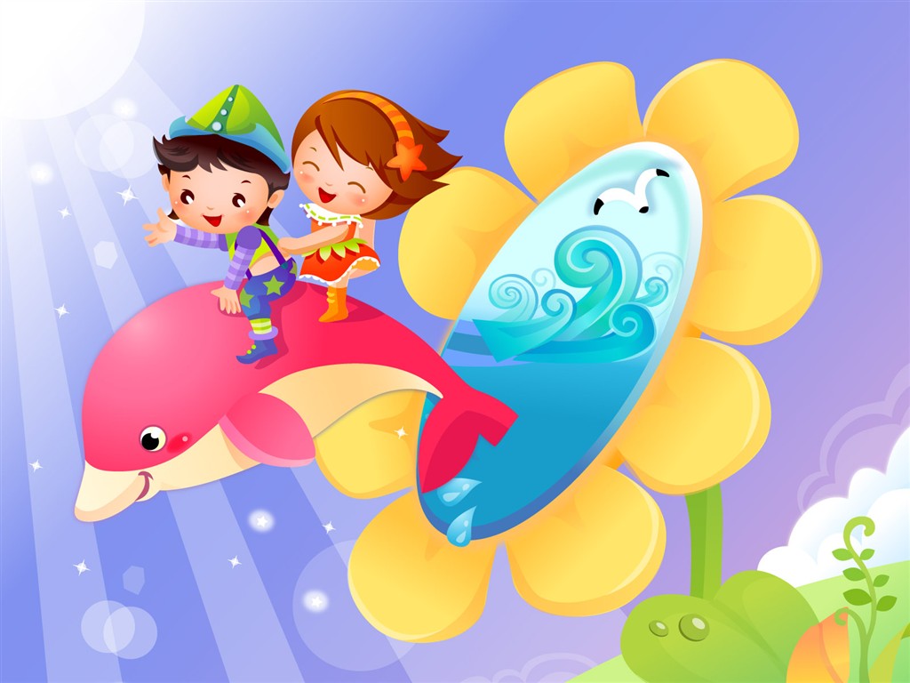Vector Cartoon Child Wallpaper Album #12 - 1024x768