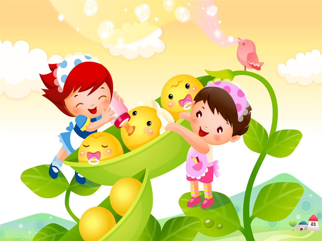 Vector Cartoon Child Wallpaper Album #18 - 1024x768