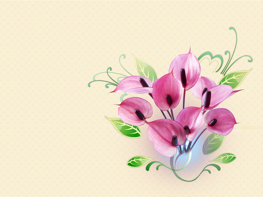 Synthèse de belles fleurs #15 - 1024x768
