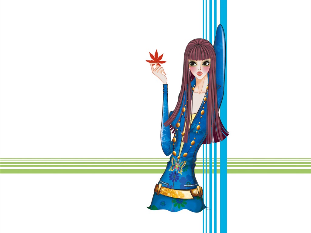 矢量風格 時尚女性壁紙 #18 - 1024x768
