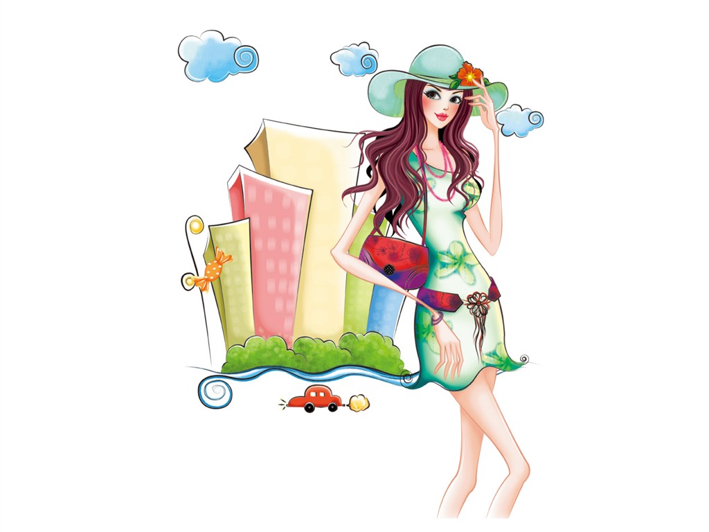 矢量風格 時尚女性壁紙 #36 - 1024x768