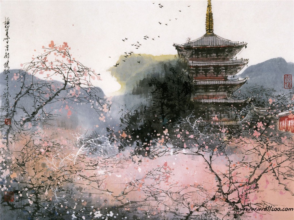 異國風光 山水畫壁紙 #16 - 1024x768