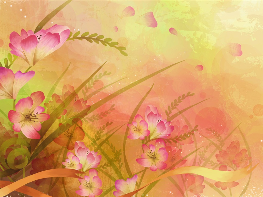 Syntetické Wallpaper barevné květiny #40 - 1024x768