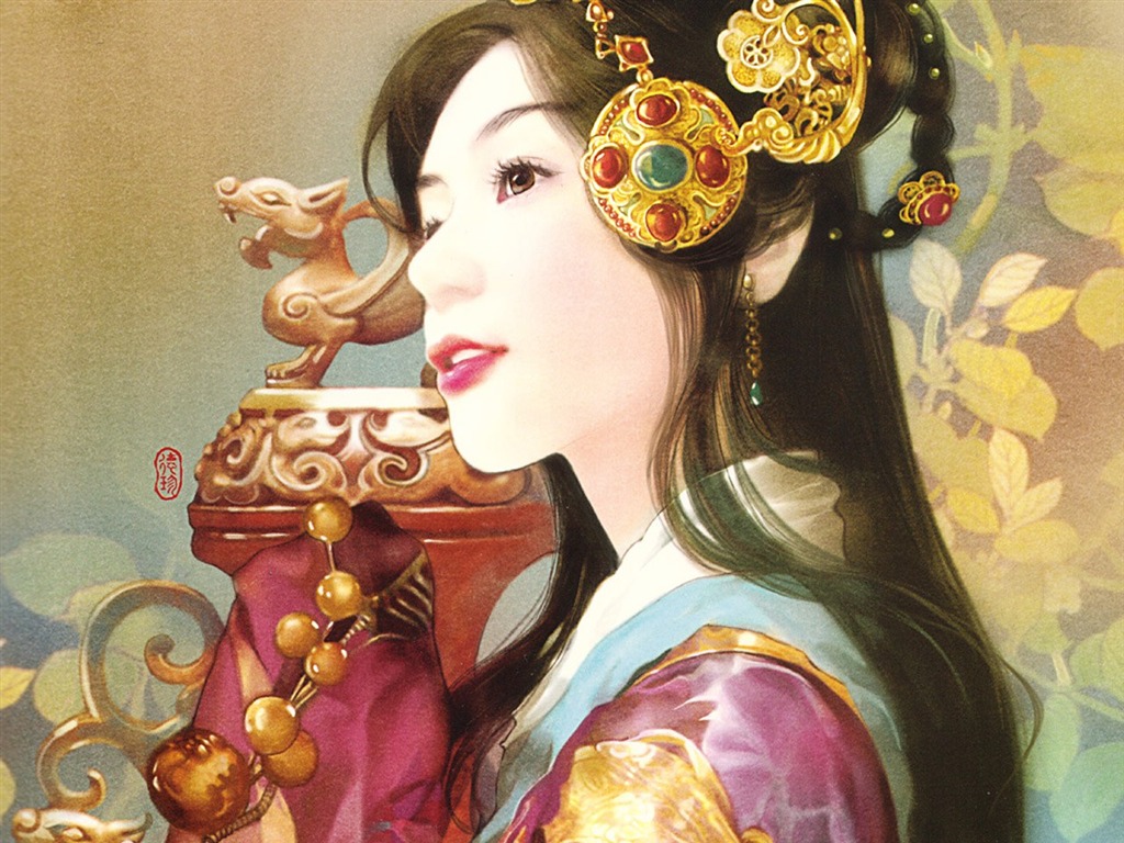 古代女子繪畫壁紙 #9 - 1024x768