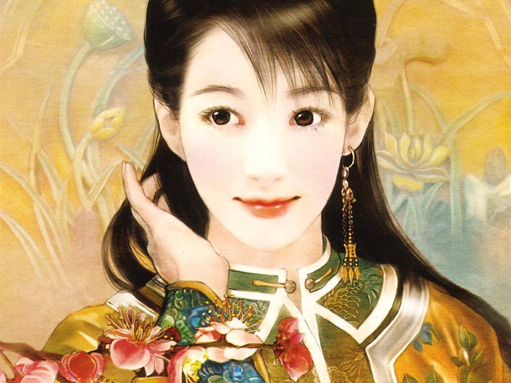 清朝女子繪畫壁紙 #2 - 1024x768