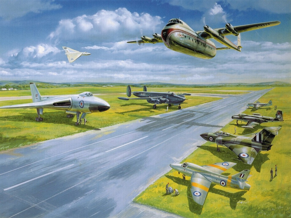 高清晰油畫飛機壁紙 #5 - 1024x768