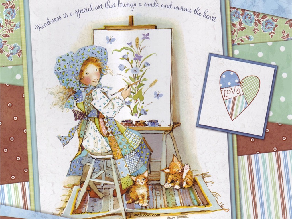 Holly Hobbie fond d'écran mignon petite fille peinte à la main #9 - 1024x768