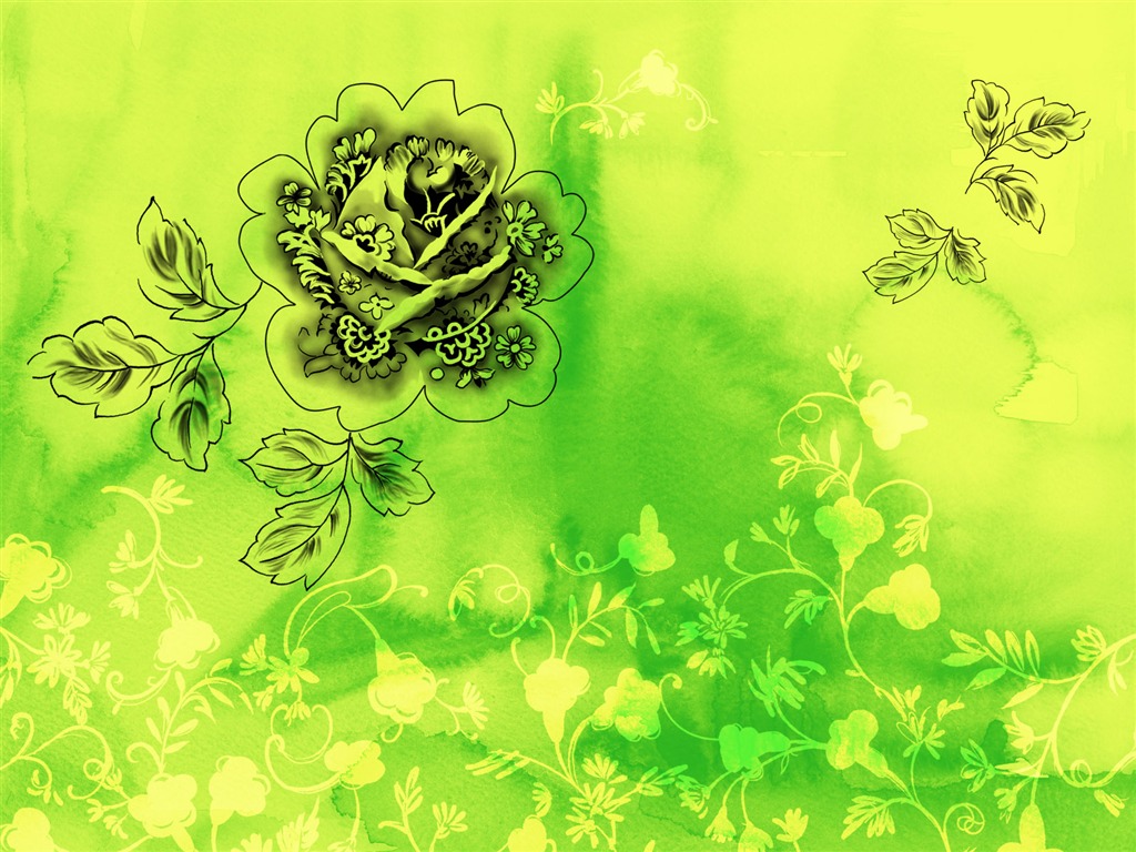 절묘한 잉크 꽃 배경 화면 #7 - 1024x768