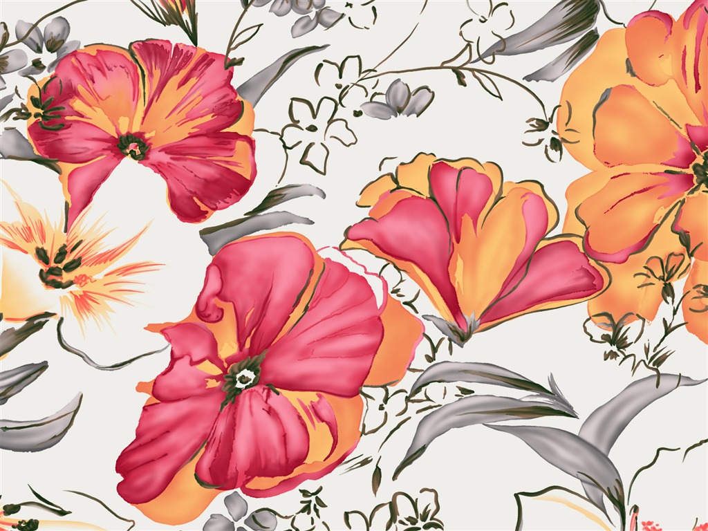 Exquisite Ink Flower Wallpapers #9 - 1024x768
