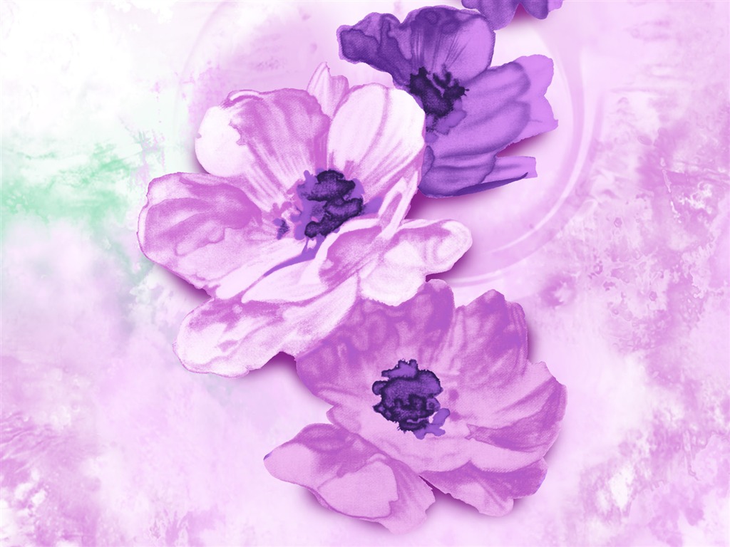 절묘한 잉크 꽃 배경 화면 #13 - 1024x768