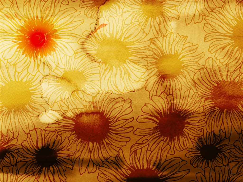 절묘한 잉크 꽃 배경 화면 #20 - 1024x768