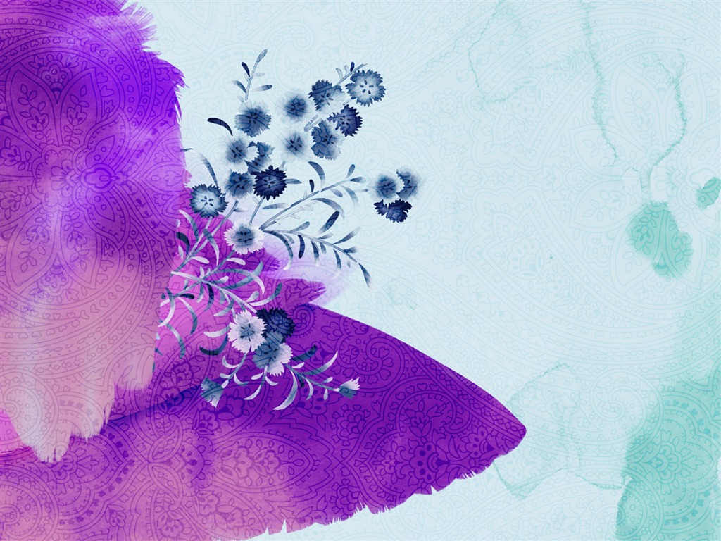 水墨花卉精美壁紙 #22 - 1024x768