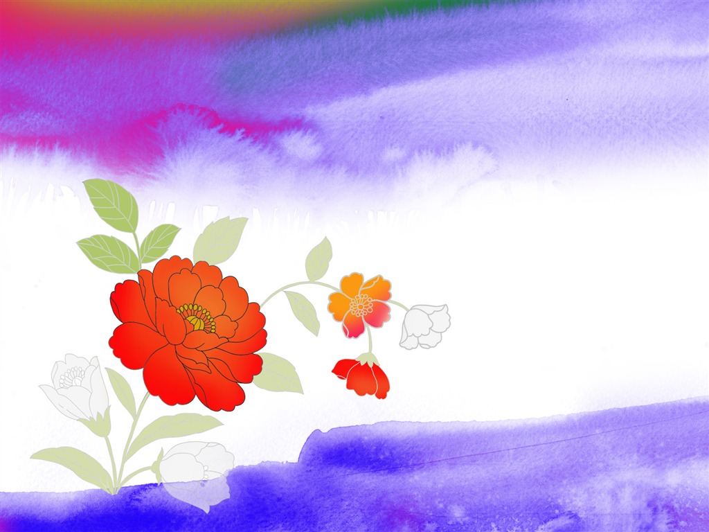 절묘한 잉크 꽃 배경 화면 #23 - 1024x768