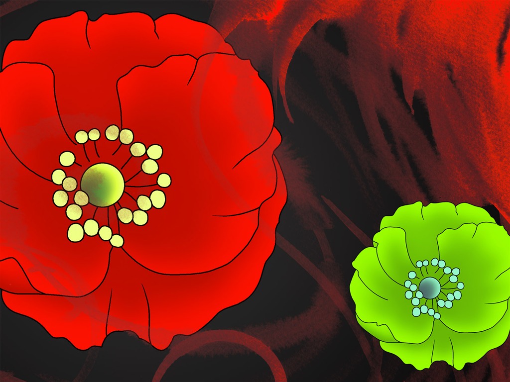 水墨花卉精美壁紙 #25 - 1024x768