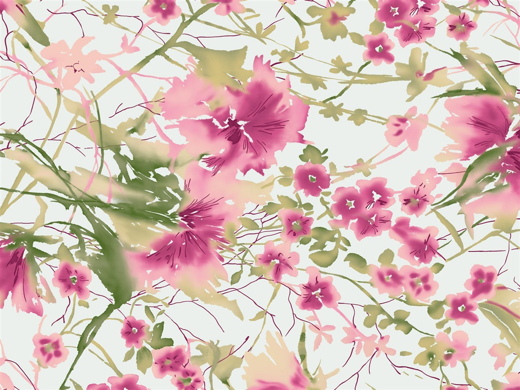 절묘한 잉크 꽃 배경 화면 #36 - 1024x768
