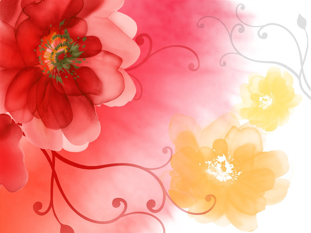 절묘한 잉크 꽃 배경 화면 #38 - 1024x768