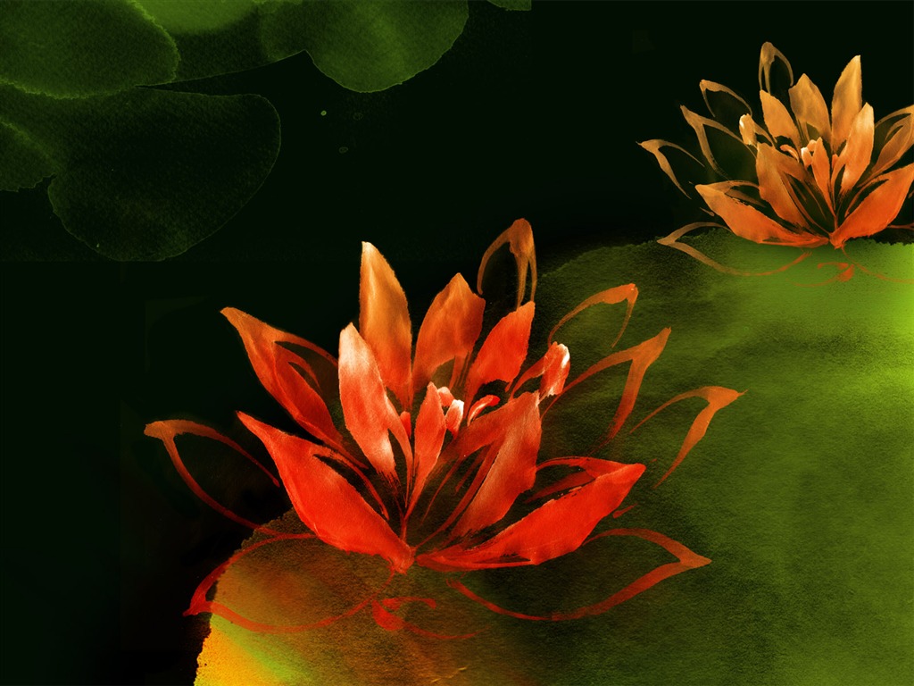 Exquisite Ink Flower Wallpapers #40 - 1024x768