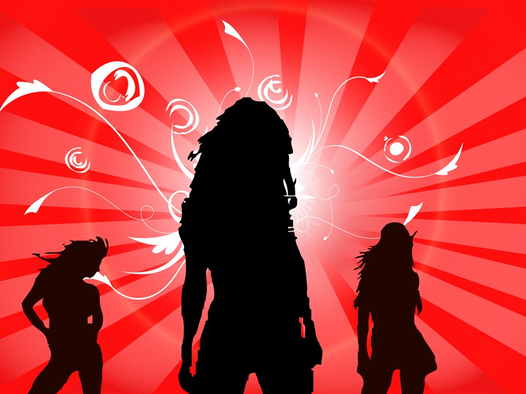 Vector People silhouette wallpaper (1) #5 - 1024x768