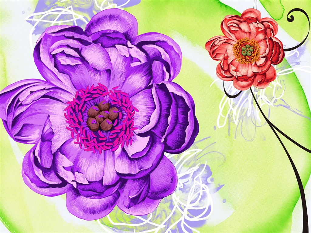 花卉圖案插畫設計壁紙 #4 - 1024x768