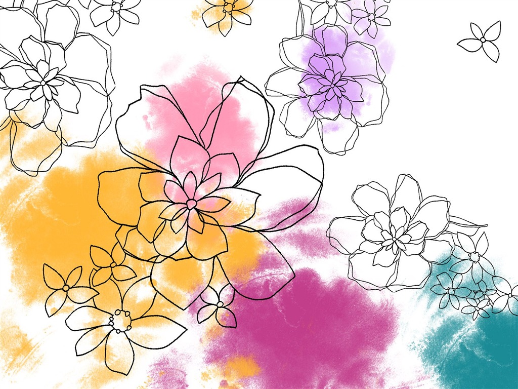 花卉圖案插畫設計壁紙 #5 - 1024x768