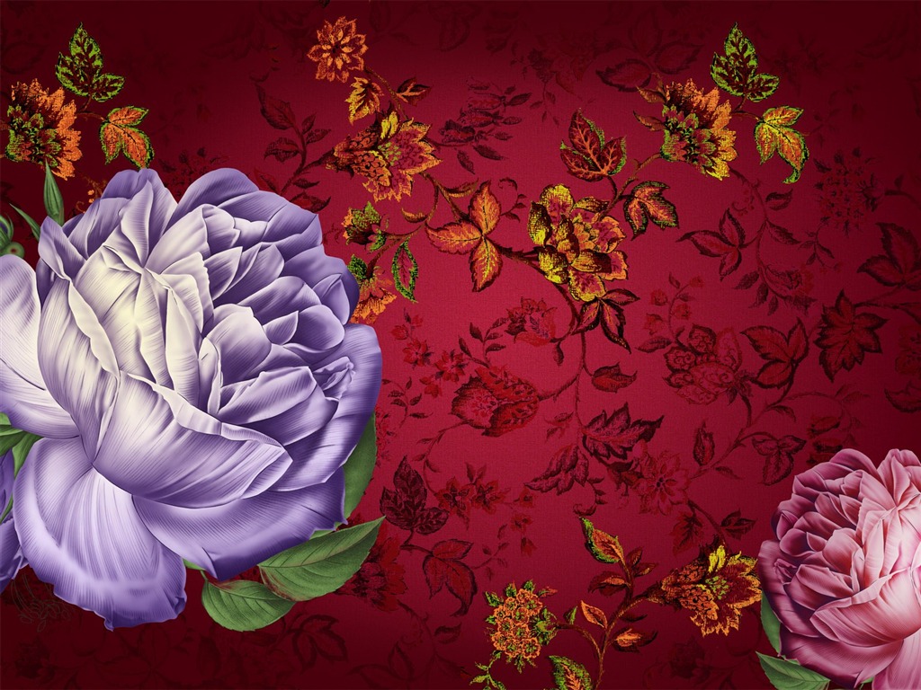 Květinová wallpaper ilustrace design #10 - 1024x768